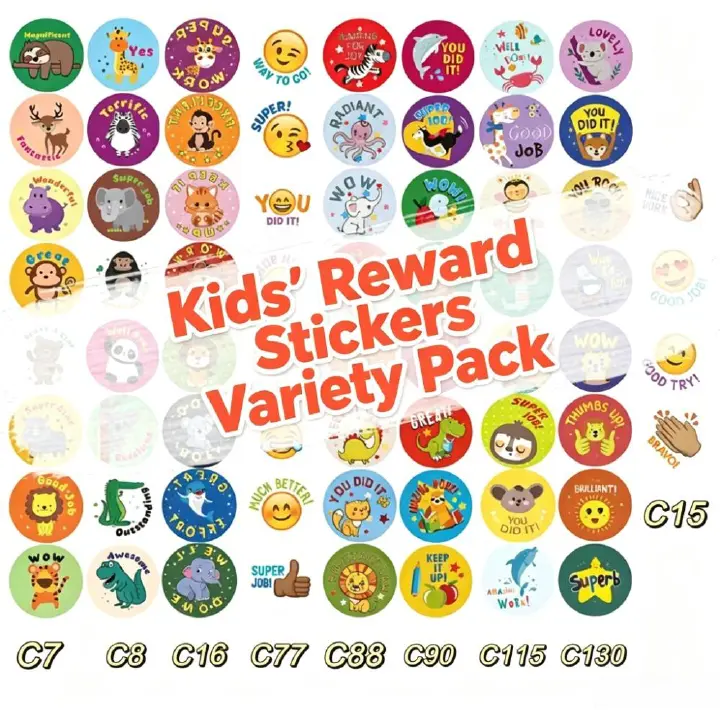 500pcs Animal Stickers for Kids English Design for Kids Reward,Self-Adhesive Sealing Stickers,Washi Tape for Journal Supplies & DIY Craft  for Toddlers 2-4 School Supplies (1.0 Inch)