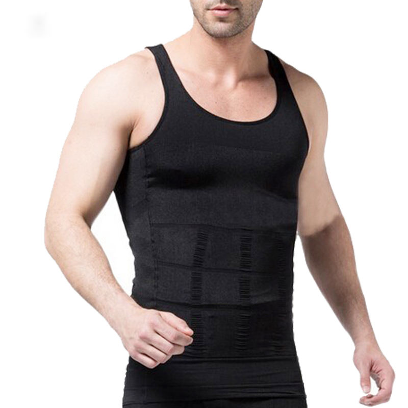 Mens Compression Shirt Slimming Body Shaper Vest Workout Tank Tops Abs Abdomen Undershirts tummy Waist Control Vest Top Sleeveless Short sleeve Waist Trainer Tummy Control Men vest S-3XXXL