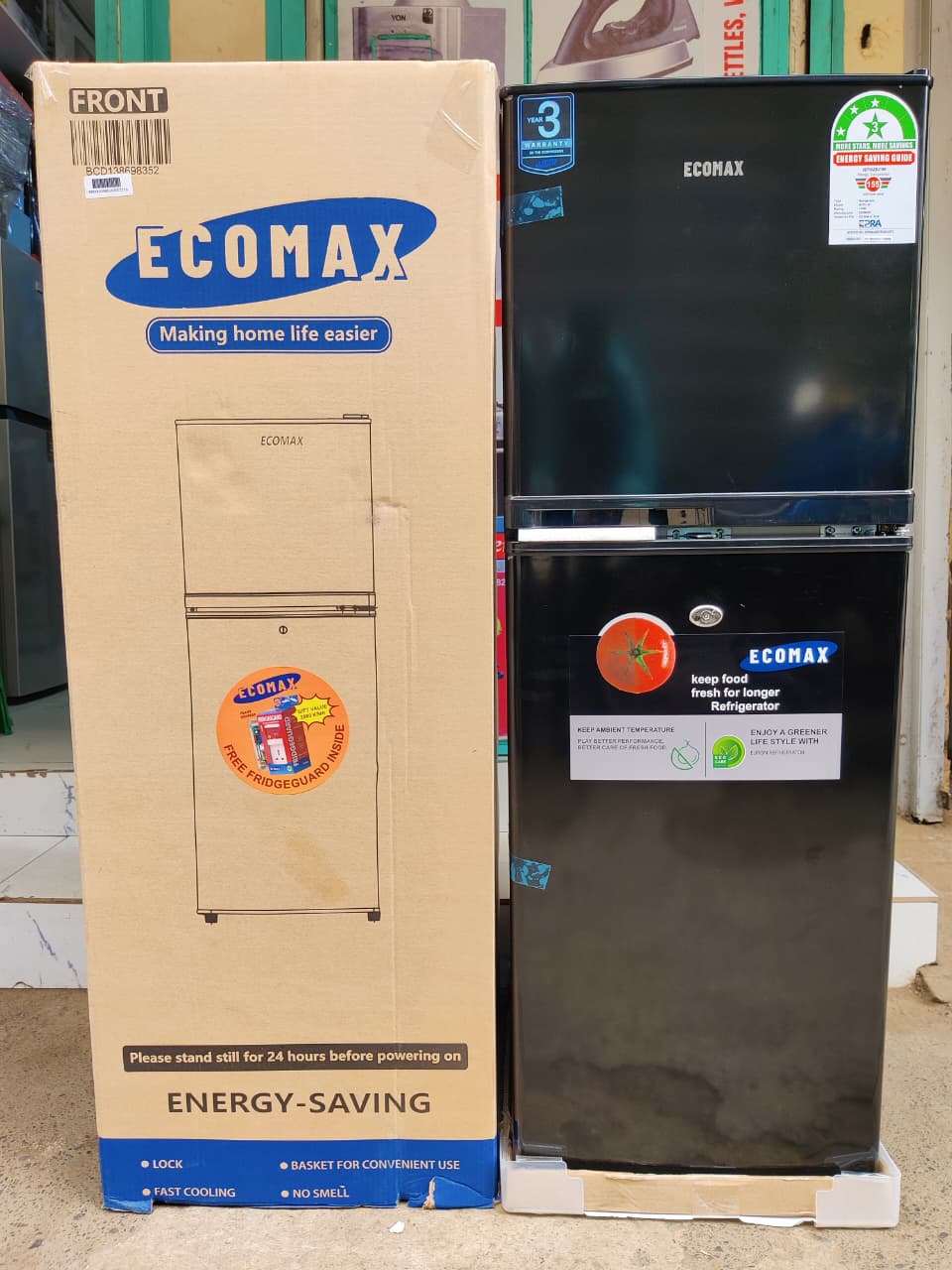 Ecomax BCD-138L Double Door Fridge with 3 STAR Energy Rating with free gift