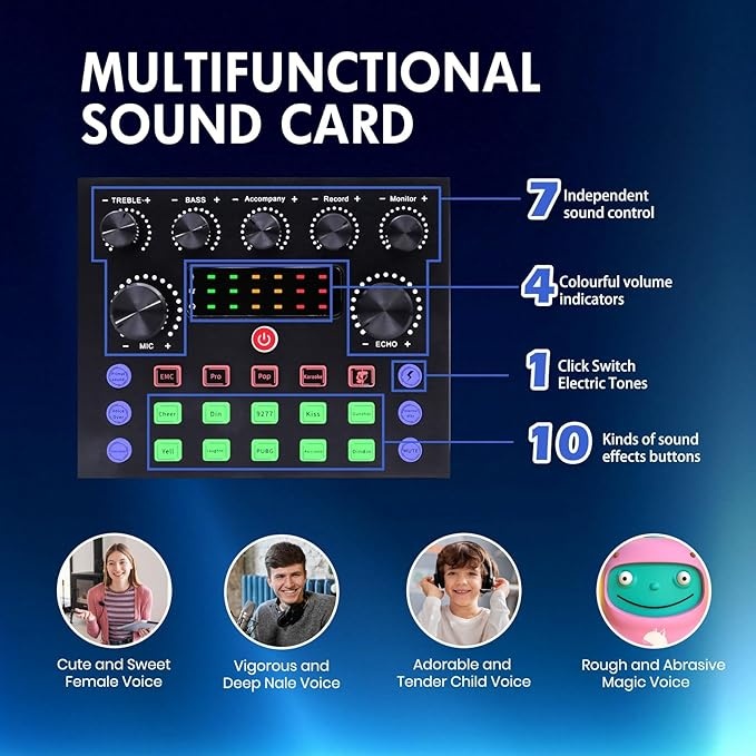 Podcast Equipment Bundle, Podcast Microphone Bundle with BM-800 Microphone & V8s Sound Card, Recording Studio Equipment for Singing, Gaming, Live Streaming and YouTube Tiktok