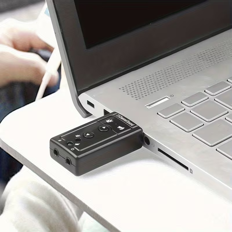 Portable USB Virtual 7.1 Channel Sound Card  USB 2.0 External Sound Card for Desktop Computers And Laptops, Suitable for Speakers, Headphones, And Microphones, No Driver Needed