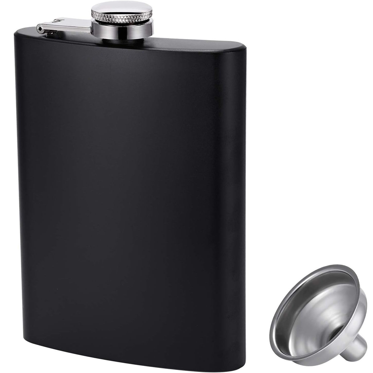8 OZ Hip Flasks for Liquor, Stainless Steel Flask with Funnel, Hip Flask Set for Liquor, Leak Proof Flask, Never-Lose Cap Camping Pocket, Ideal for Gift