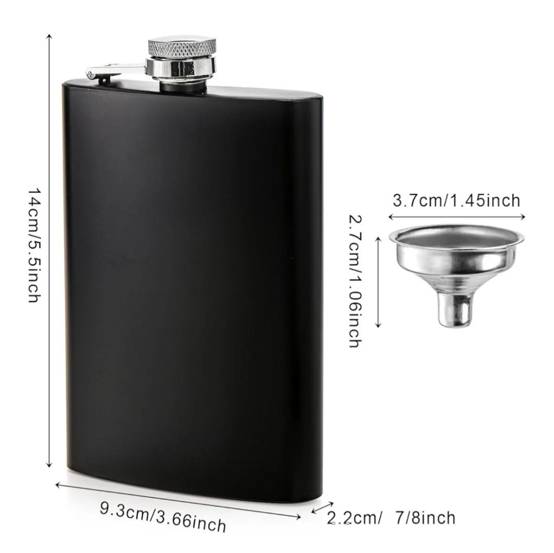 8 OZ Hip Flasks for Liquor, Stainless Steel Flask with Funnel, Hip Flask Set for Liquor, Leak Proof Flask, Never-Lose Cap Camping Pocket, Ideal for Gift