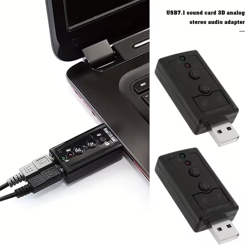 Portable USB Virtual 7.1 Channel Sound Card  USB 2.0 External Sound Card for Desktop Computers And Laptops, Suitable for Speakers, Headphones, And Microphones, No Driver Needed