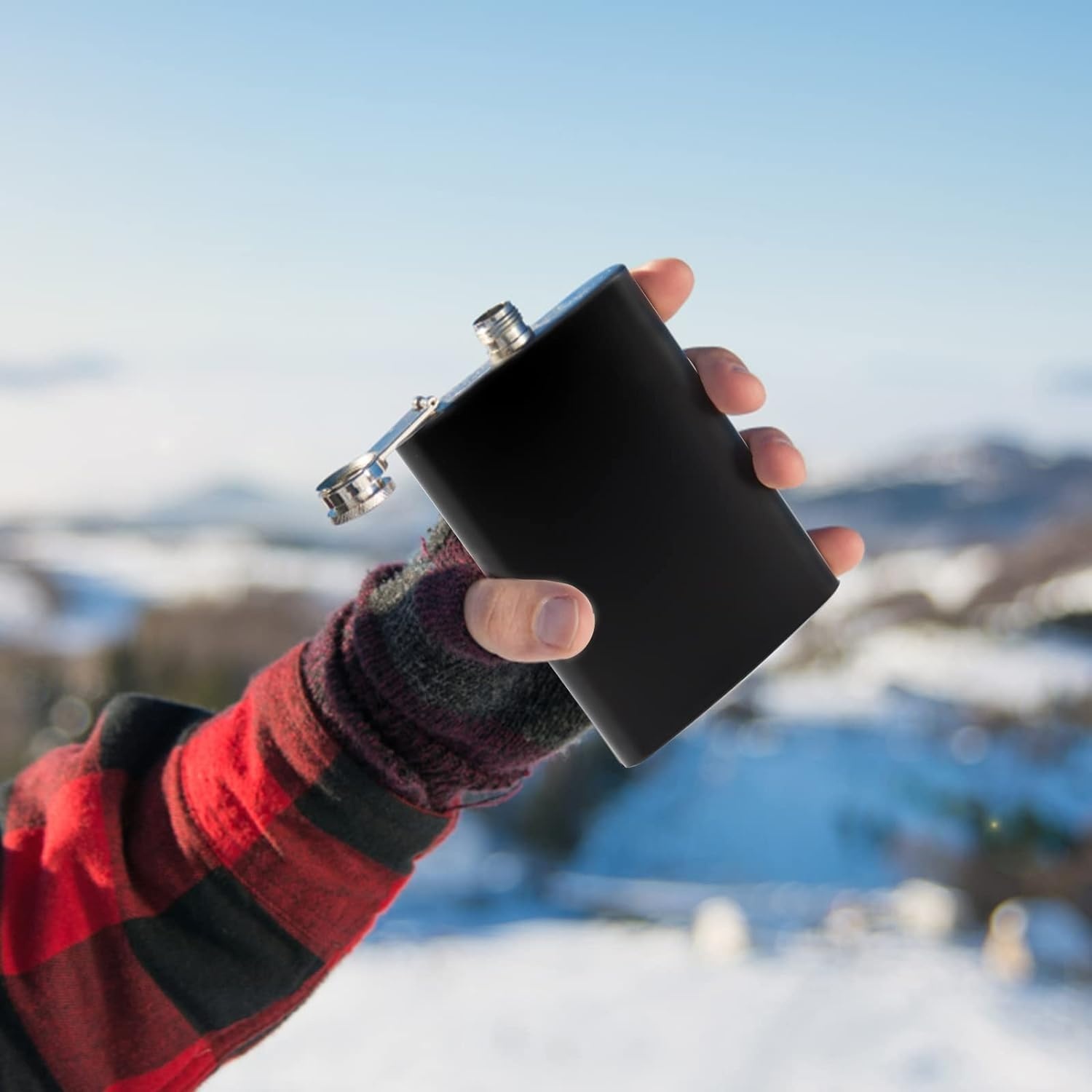 8 OZ Hip Flasks for Liquor, Stainless Steel Flask with Funnel, Hip Flask Set for Liquor, Leak Proof Flask, Never-Lose Cap Camping Pocket, Ideal for Gift