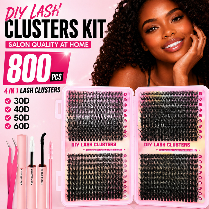 800 Pcs 30D 40D 50D 60D Natural Lash Clusters Kit with Lash Glue and Tweezer, Fairy Wispy Manga Eyelash Clusters, Airy Cute Style, 9–16mm Individual Lashes Book Set Cluster Eyelash Extensions Kit