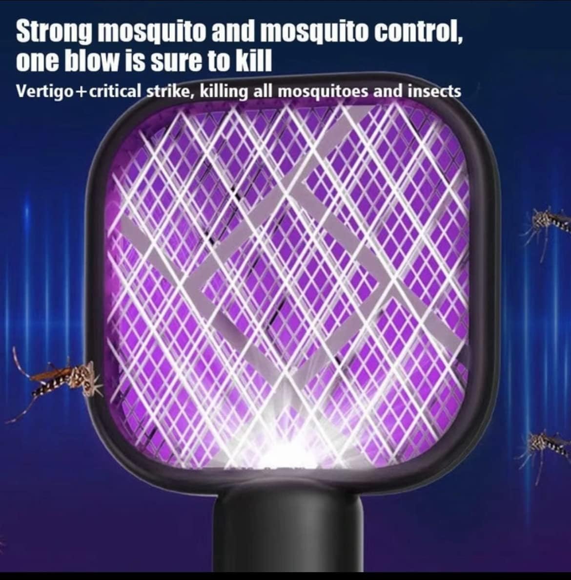 2 in 1 Mini Mosquito Racket Kill Bat USB Rechargeable Portable Bug Zapper Electric Fly Swatter Safe for Indoor Outdoor Use Multifunctional Lamp