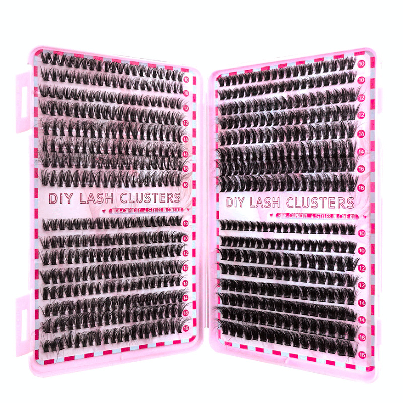 800 Pcs 30D 40D 50D 60D Natural Lash Clusters Kit with Lash Glue and Tweezer, Fairy Wispy Manga Eyelash Clusters, Airy Cute Style, 9–16mm Individual Lashes Book Set Cluster Eyelash Extensions Kit