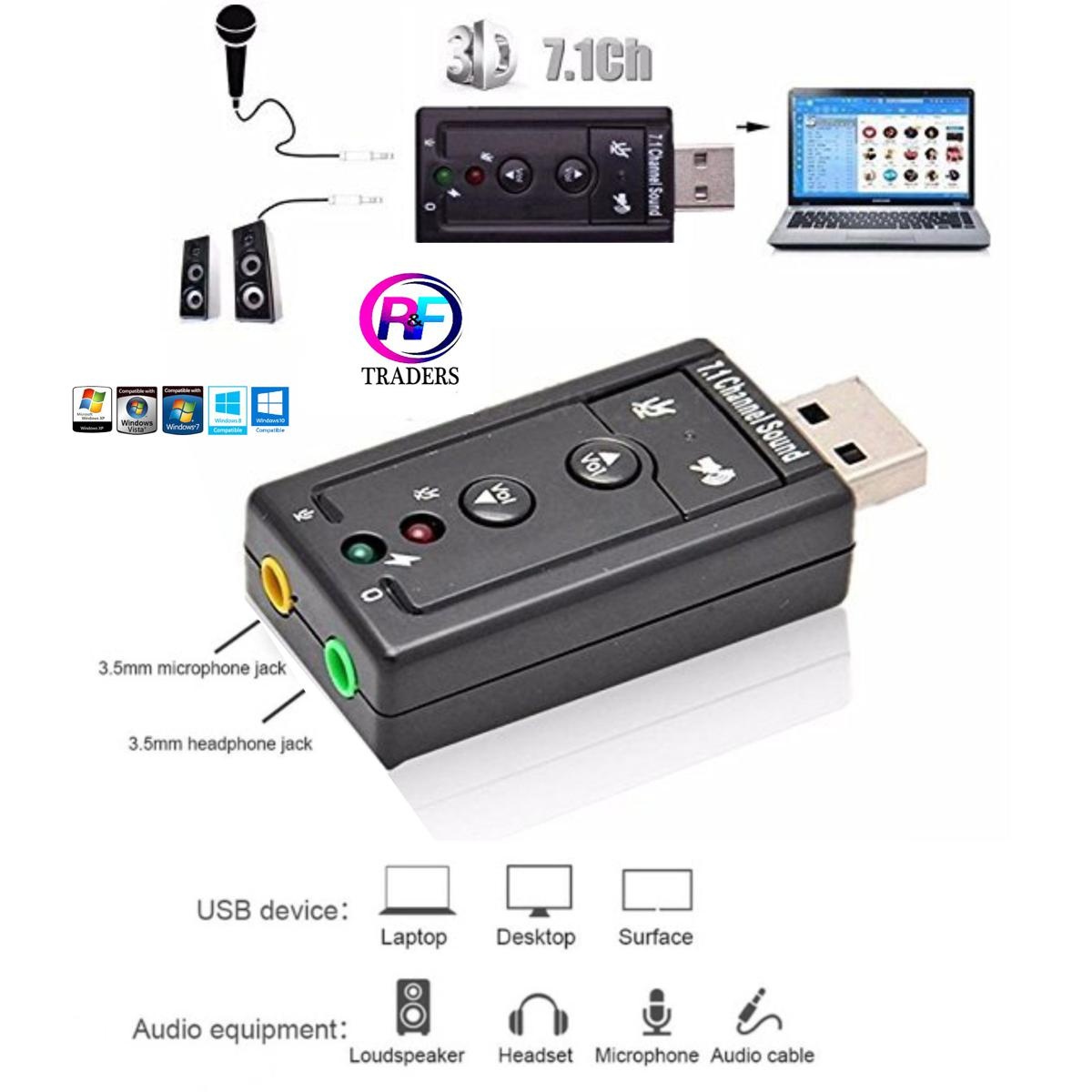 Portable USB Virtual 7.1 Channel Sound Card  USB 2.0 External Sound Card for Desktop Computers And Laptops, Suitable for Speakers, Headphones, And Microphones, No Driver Needed