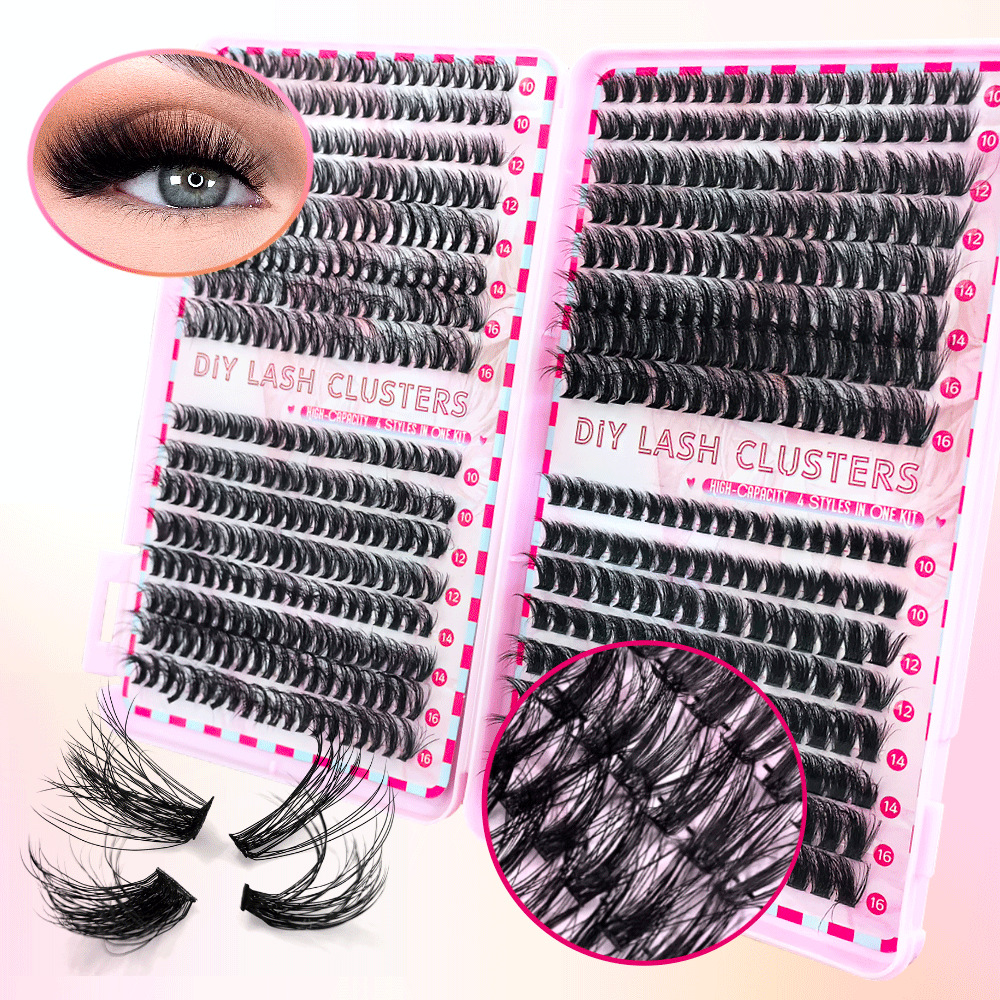 800 Pcs 30D 40D 50D 60D Natural Lash Clusters Kit with Lash Glue and Tweezer, Fairy Wispy Manga Eyelash Clusters, Airy Cute Style, 9–16mm Individual Lashes Book Set Cluster Eyelash Extensions Kit