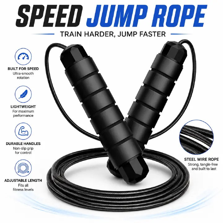 Adjustable Jump Rope with Smooth Bearing Steel Wire  - 1pc Professional Skipping Rope with Memory Foam Handle for Effective Cardio and Fitness Training