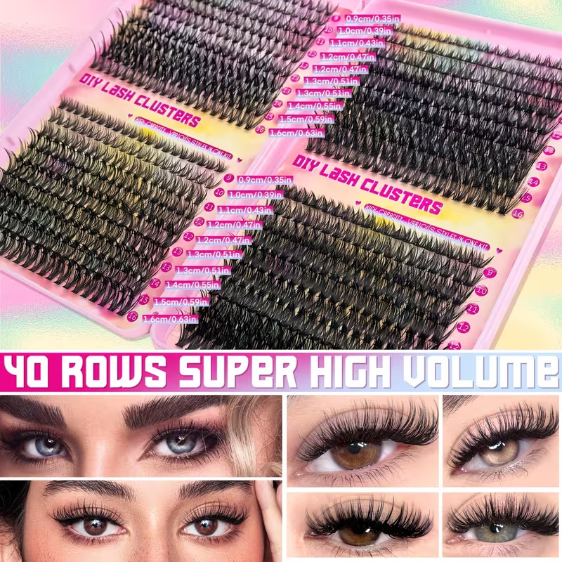 800 Pcs 30D 40D 50D 60D Natural Lash Clusters Kit with Lash Glue and Tweezer, Fairy Wispy Manga Eyelash Clusters, Airy Cute Style, 9–16mm Individual Lashes Book Set Cluster Eyelash Extensions Kit