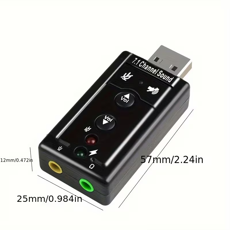 Portable USB Virtual 7.1 Channel Sound Card  USB 2.0 External Sound Card for Desktop Computers And Laptops, Suitable for Speakers, Headphones, And Microphones, No Driver Needed
