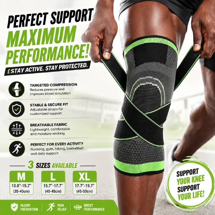 1pc Strap Knee Protector Sports Knee Support Adjustable Compression Breathable Joint Protection Sports Knee Protector Strap Compression Basketball Running