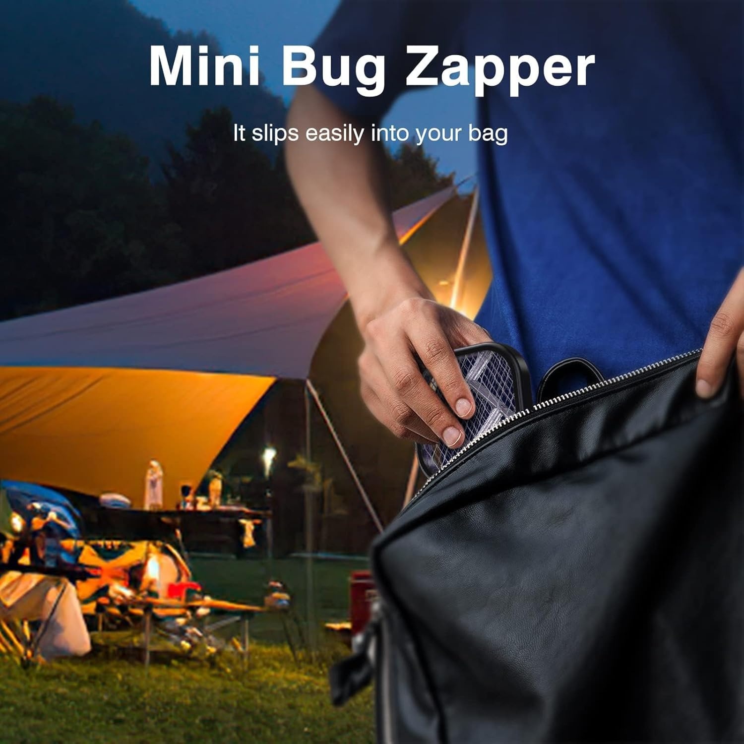 2 in 1 Mini Mosquito Racket Kill Bat USB Rechargeable Portable Bug Zapper Electric Fly Swatter Safe for Indoor Outdoor Use Multifunctional Lamp