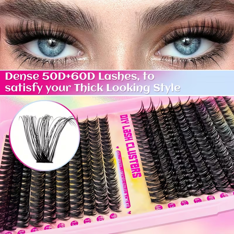 800 Pcs 30D 40D 50D 60D Natural Lash Clusters Kit with Lash Glue and Tweezer, Fairy Wispy Manga Eyelash Clusters, Airy Cute Style, 9–16mm Individual Lashes Book Set Cluster Eyelash Extensions Kit