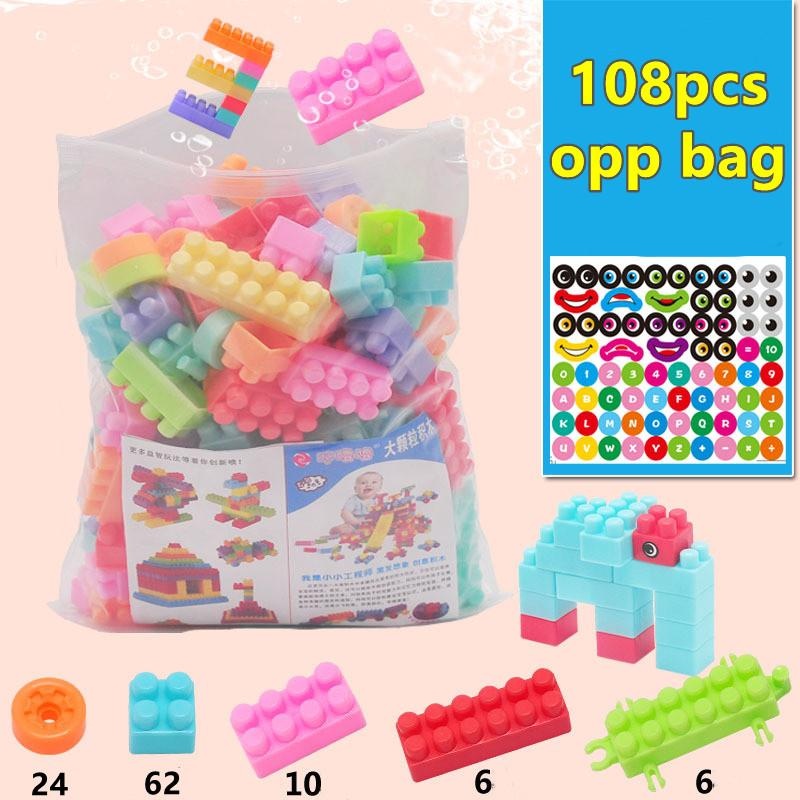 108 Pcs Building Blocks for Kids, DIY Puzzle Toy Set, Safe & Fun Early Learning STEM Gift, Creative Christmas Present for Boys and Girls Ages 3+ Baby Toddler