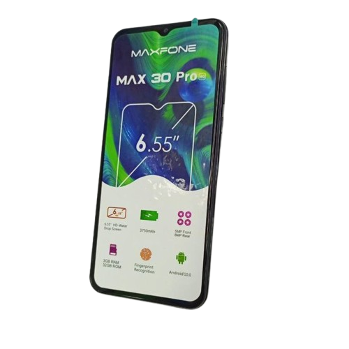 [NEW ARRIVAL] MAXFONE MAX 30 PRO ROM 32GB+RAM 3GB 4G SMART PHONE SCREEN 6.55’’ DUAL SIM BATTERY 3750mAh FINGERPRINT UNLOCK ANDROID 10 CAMERA 8MP REAR + 5MP FRONT SMART PHONE ON OFFER