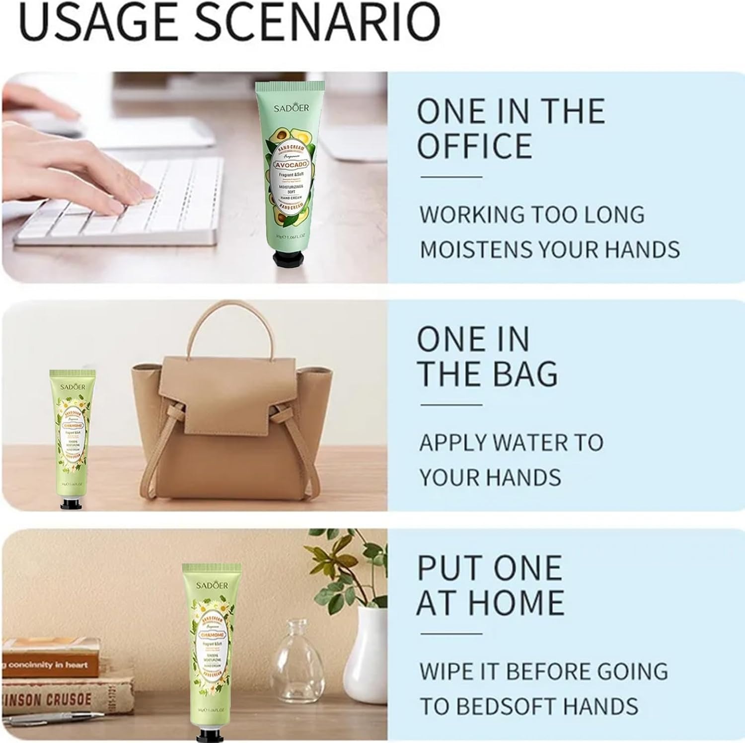 Sadoer Hand cream set, 5 * 30g colorful flower and fruit plant extract moisturizing hand cream, anti-cracking hydrating hand cream, refreshing and not greasy, smoothing skin and removing roughness