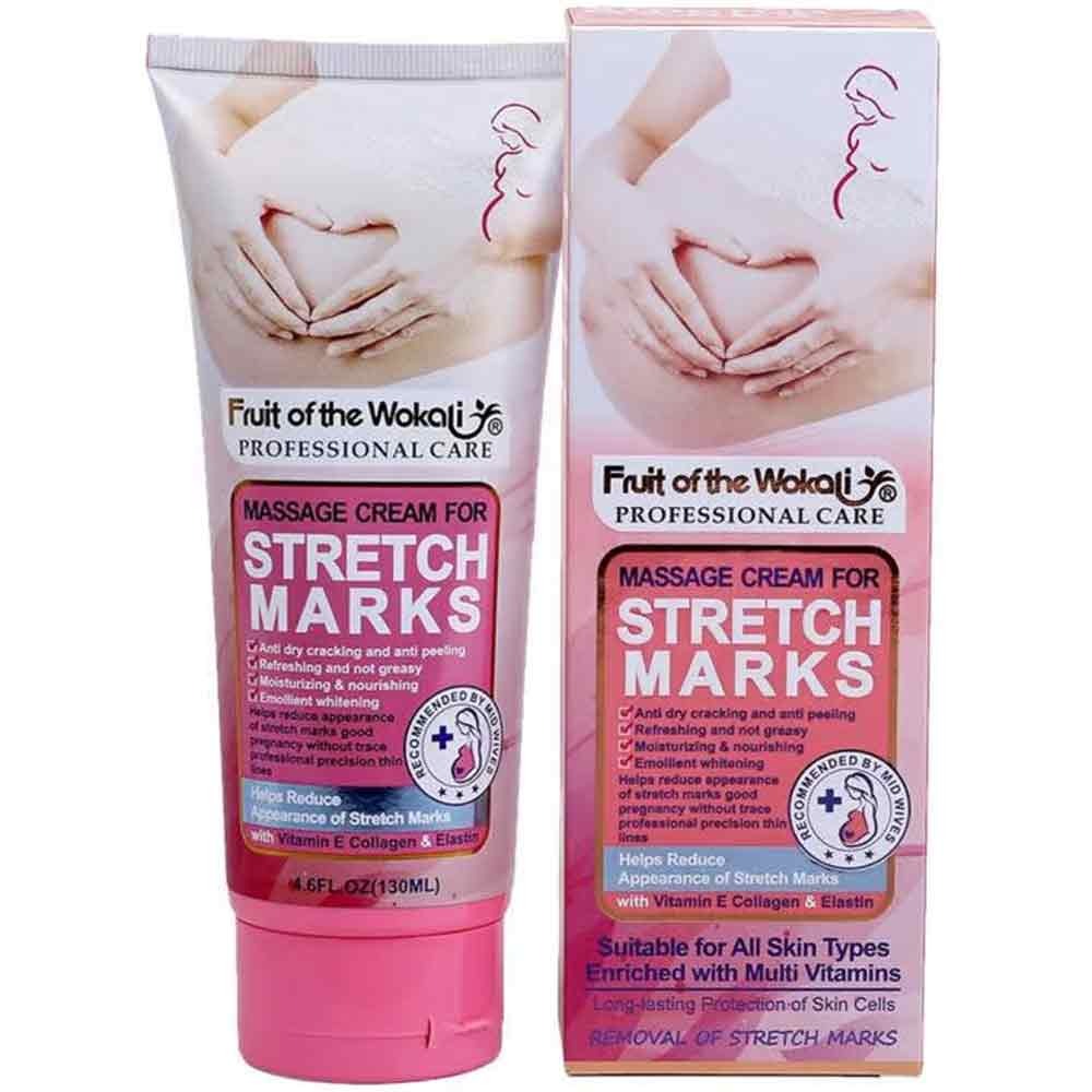 Discover WOKALI Professional Care Massage Cream for Stretch Marks - 130 ml. This specialized cream helps reduce the appearance of stretch marks while nourishing your skin. Enjoy a luxurious massage