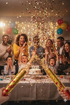 Party Popper Confetti Cannon, No Firework,  Colorful Confetti, Safe Indoor Use, Birthday Parties, wedding, graduations