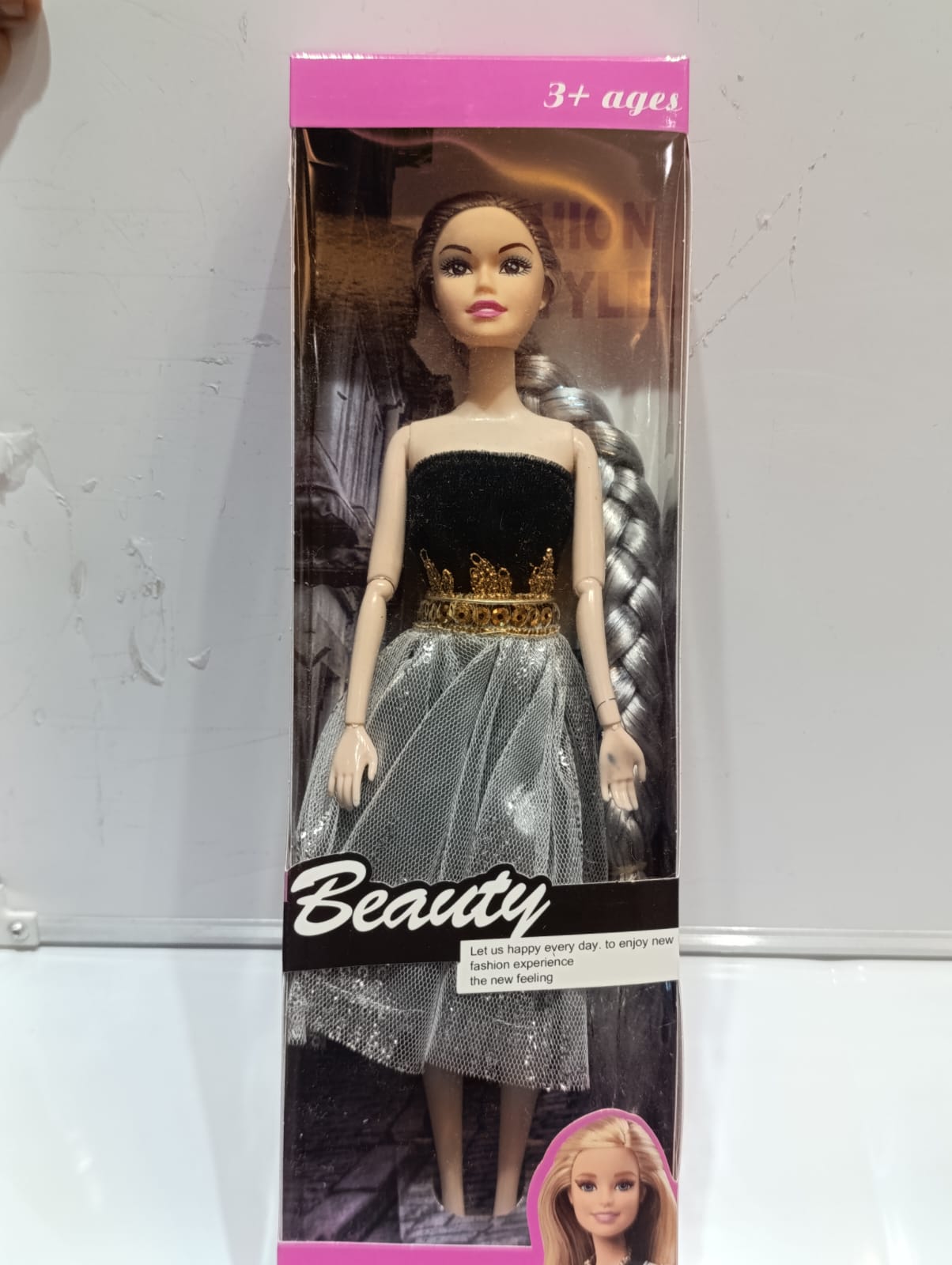 Beauty Fashion & Wedding Dolls for Girls – Elegant Silver Glam Princess Toy with Long Braided Hair, Sparkling Dress, and Stylish Accessories – Ideal Gift for Ages 3 and Up