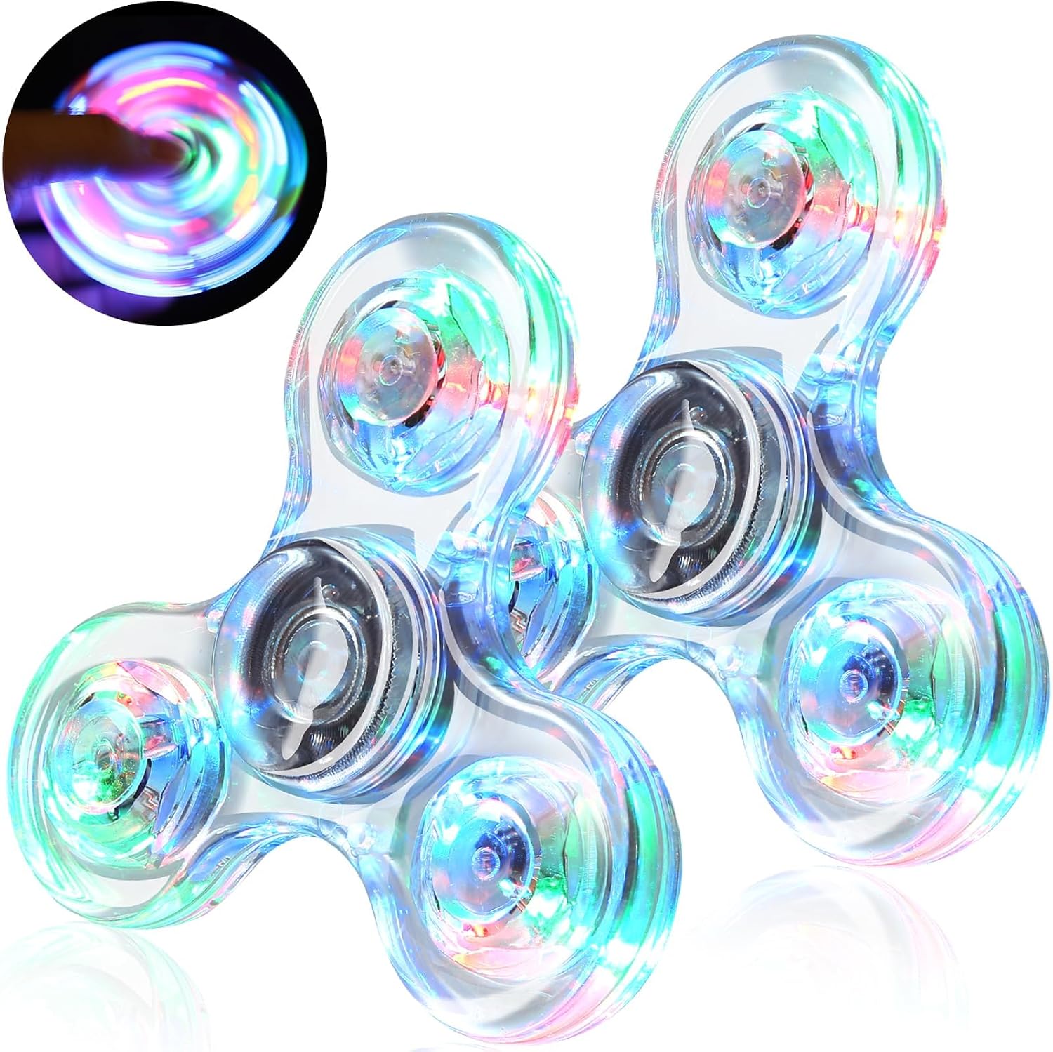 LED Crystal Fidget Spinner - Luminous Sensory Toy for Kids and Adults, Perfect for Stress Relief, ADHD, Halloween, Christmas, Birthdays, and More.