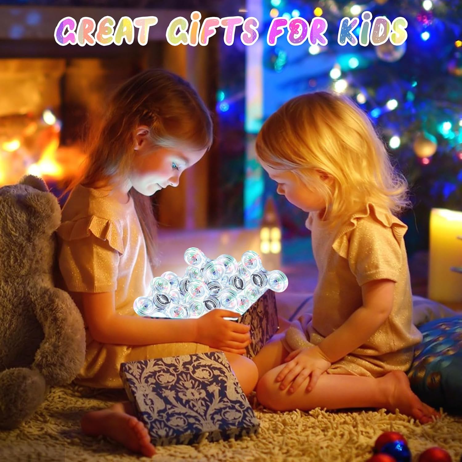 LED Crystal Fidget Spinner - Luminous Sensory Toy for Kids and Adults, Perfect for Stress Relief, ADHD, Halloween, Christmas, Birthdays, and More.