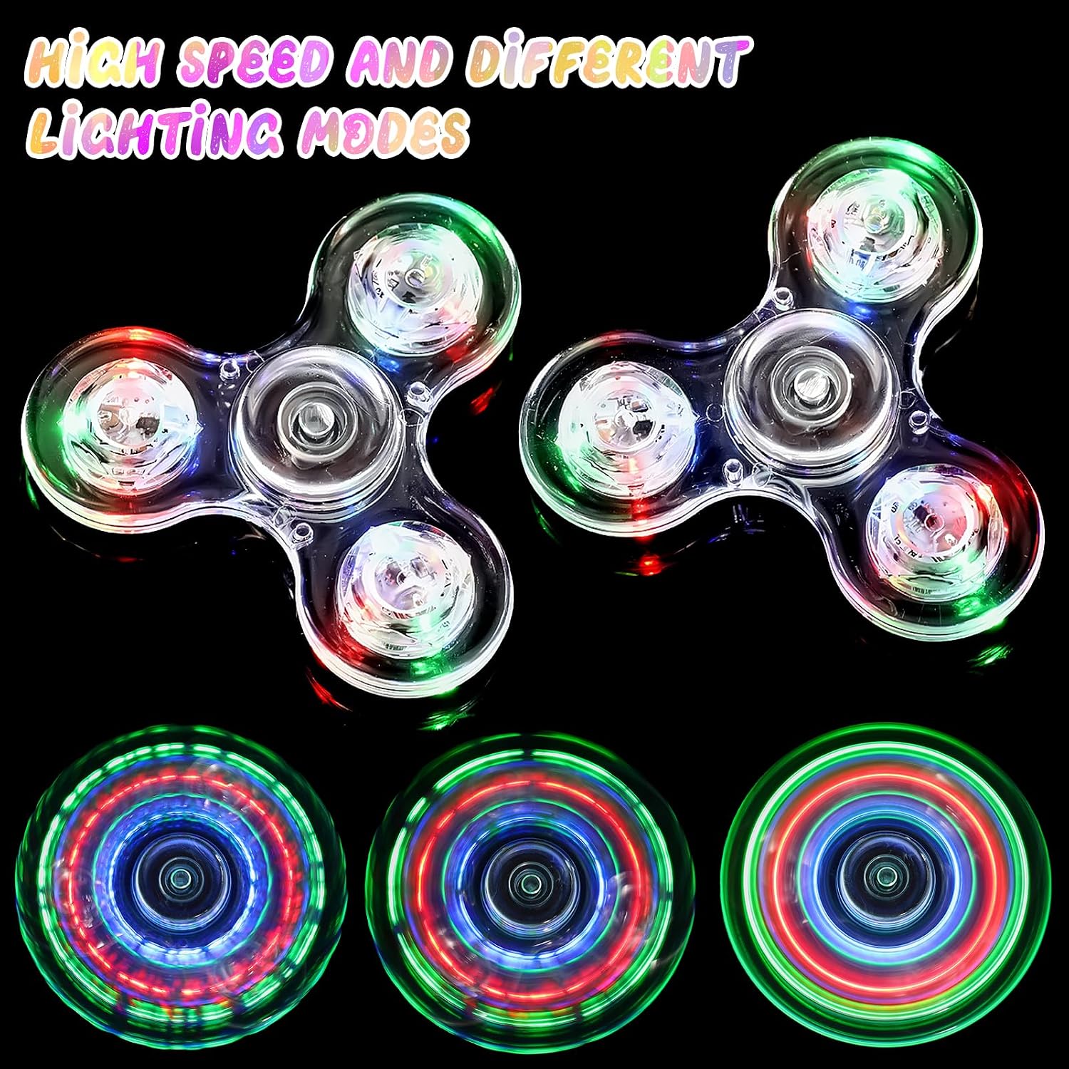 LED Crystal Fidget Spinner - Luminous Sensory Toy for Kids and Adults, Perfect for Stress Relief, ADHD, Halloween, Christmas, Birthdays, and More.