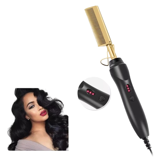 Leeons Electric Hot Comb Hair Straightener – Black/Gold