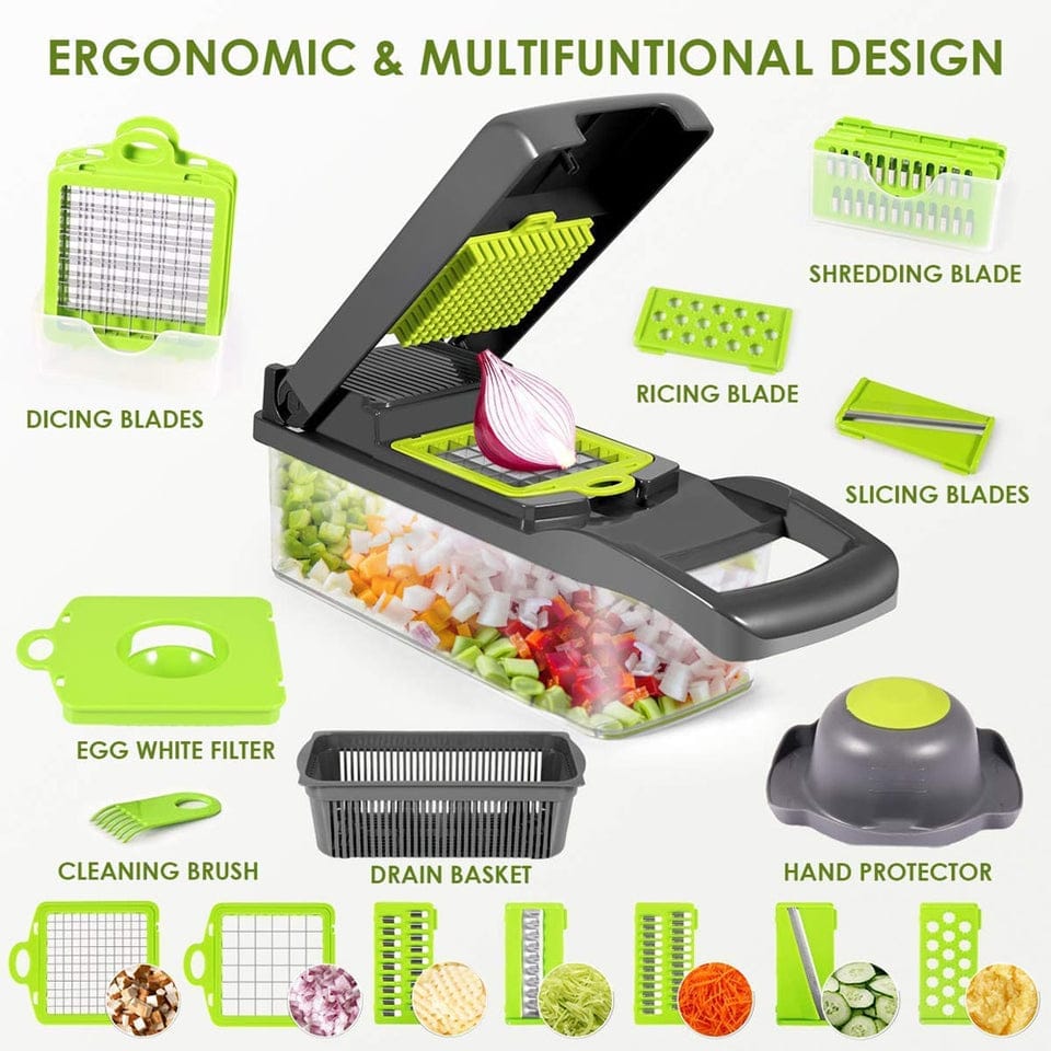 14 In 1 Multifunction Vegetable Chopper Slicer Cutter With Container