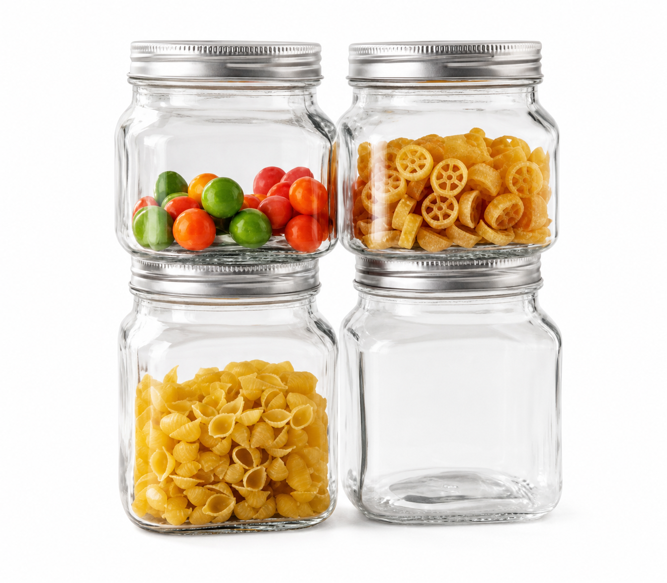 ✨ Casa Studio Glass Storage Jars – Set of 4 ✨
Keep your kitchen neat and stylish with this premium set of 4 airtight glass jars. Perfect for storing pasta, cereals, snacks, spices, candies, and more.
