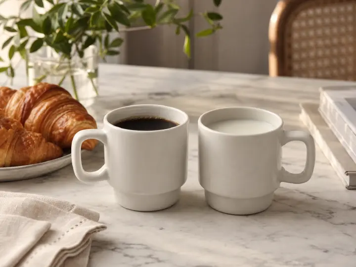 6 Pcs Classic Ceramic Cups/mugs.💙Elevate your sipping experience with this elegant ceramic mug featuring a V shaped design. Perfect for coffee, tea, or hot chocolate,