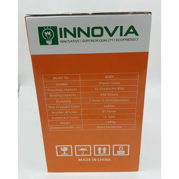 Innovia Binding Machine Professional, Precise & Reliable! Create neat, professional-looking documents with the Innovia Binding Machine. Perfect for offices, schools, and home use, it handles papers
