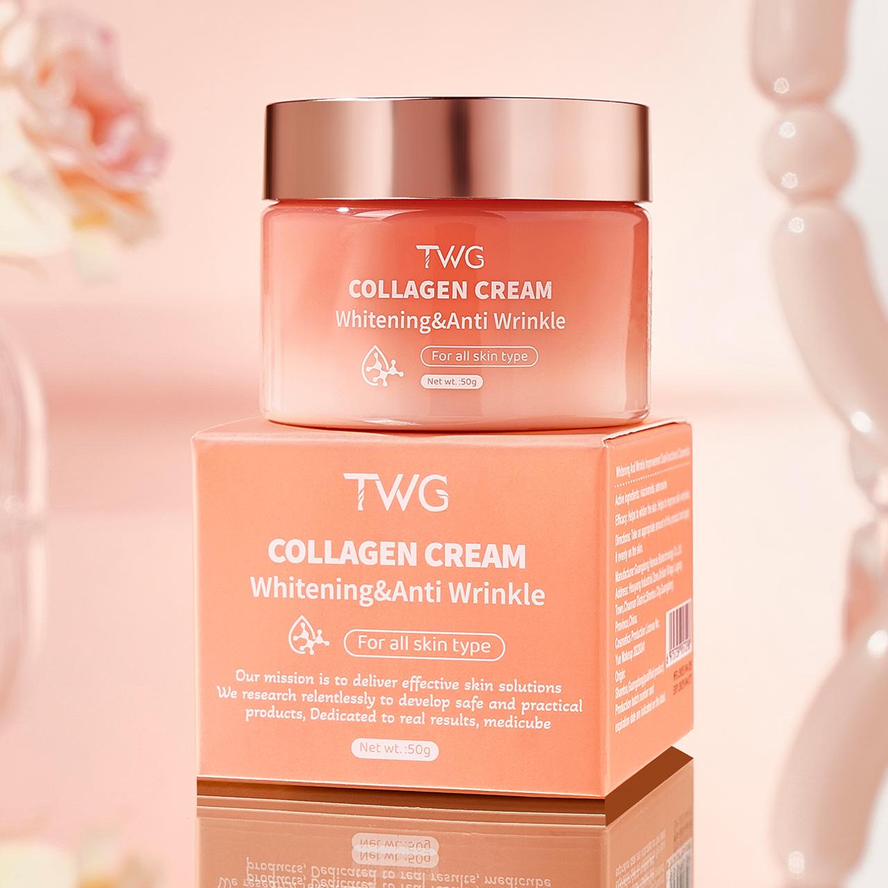 TWG Collagen Face Cream Anti-aging Peeling Off Collagen Face Mask Beauty Hydrating Anti Wrinkle Whitening Collagen Skin Care Set (5PCS)