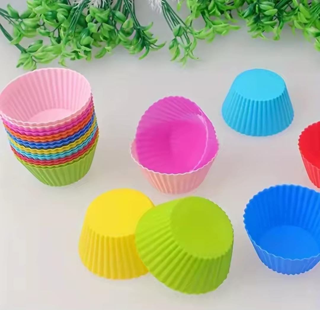 12pcs silicone cupcake liners Reusable Silicone Round Cupcakes, Baking Cups, Muffin Liners