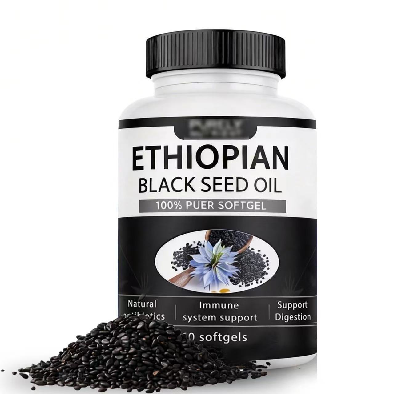 Ethiopian Black Seed Oil Softgels 60 Capsules – Pure Nigella Sativa Cold Pressed | Immune Support, Anti-Inflammatory & Metabolism Boost | Rich in Thymoquinone | Premium Wellness Supplement