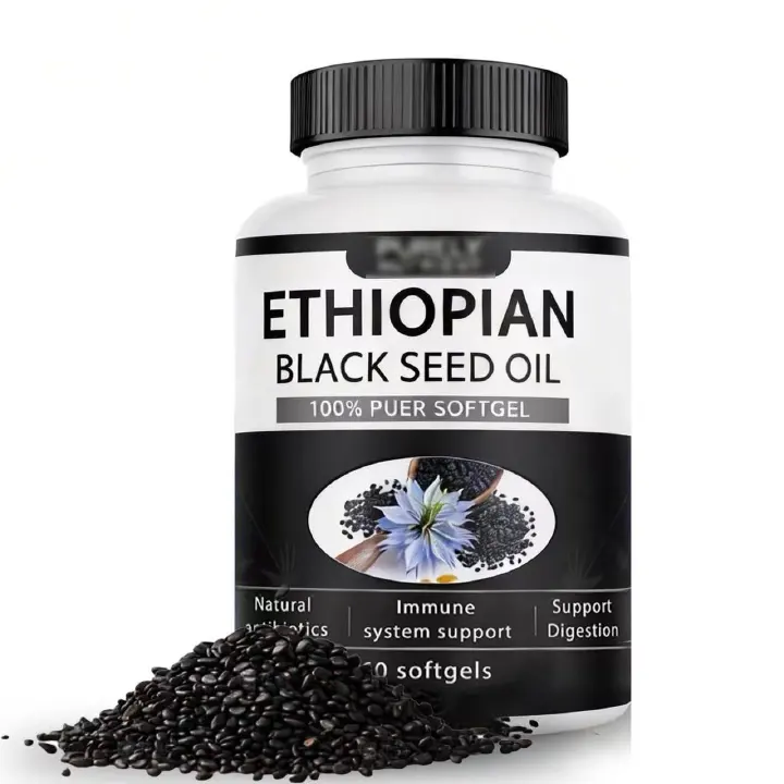Ethiopian Black Seed Oil Softgels 60 Capsules – Pure Nigella Sativa Cold Pressed | Immune Support, Anti-Inflammatory & Metabolism Boost | Rich in Thymoquinone | Premium Wellness Supplement