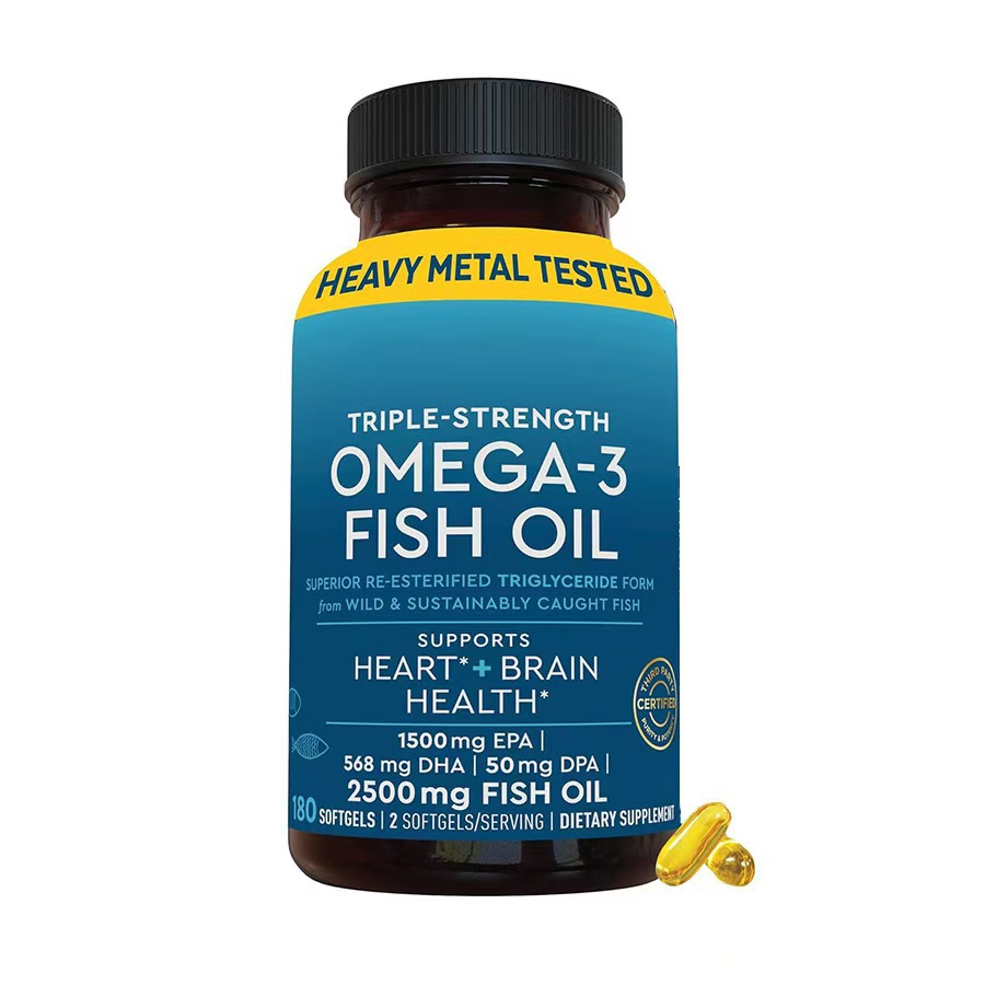 Omega 3 Fish Oil Softgels 180 Capsules - High Strength EPA DHA Heart Brain Joint Health Supplement for Men Women | Cholesterol Support