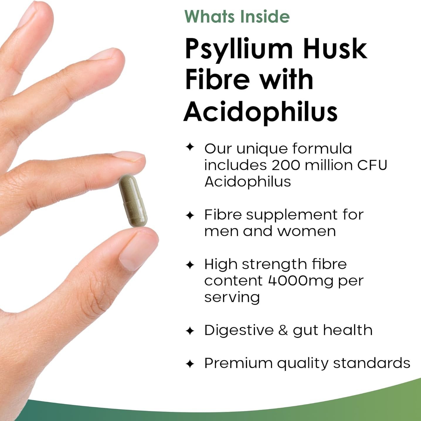 Psyllium Husk 4000mg Fibre Capsules with Probiotic Acidophilus – 120 Capsules | High Strength Soluble Fiber Supplement for Gut Health, Digestion & Constipation Relief | Vegan, Non-GMO, Lab Tested