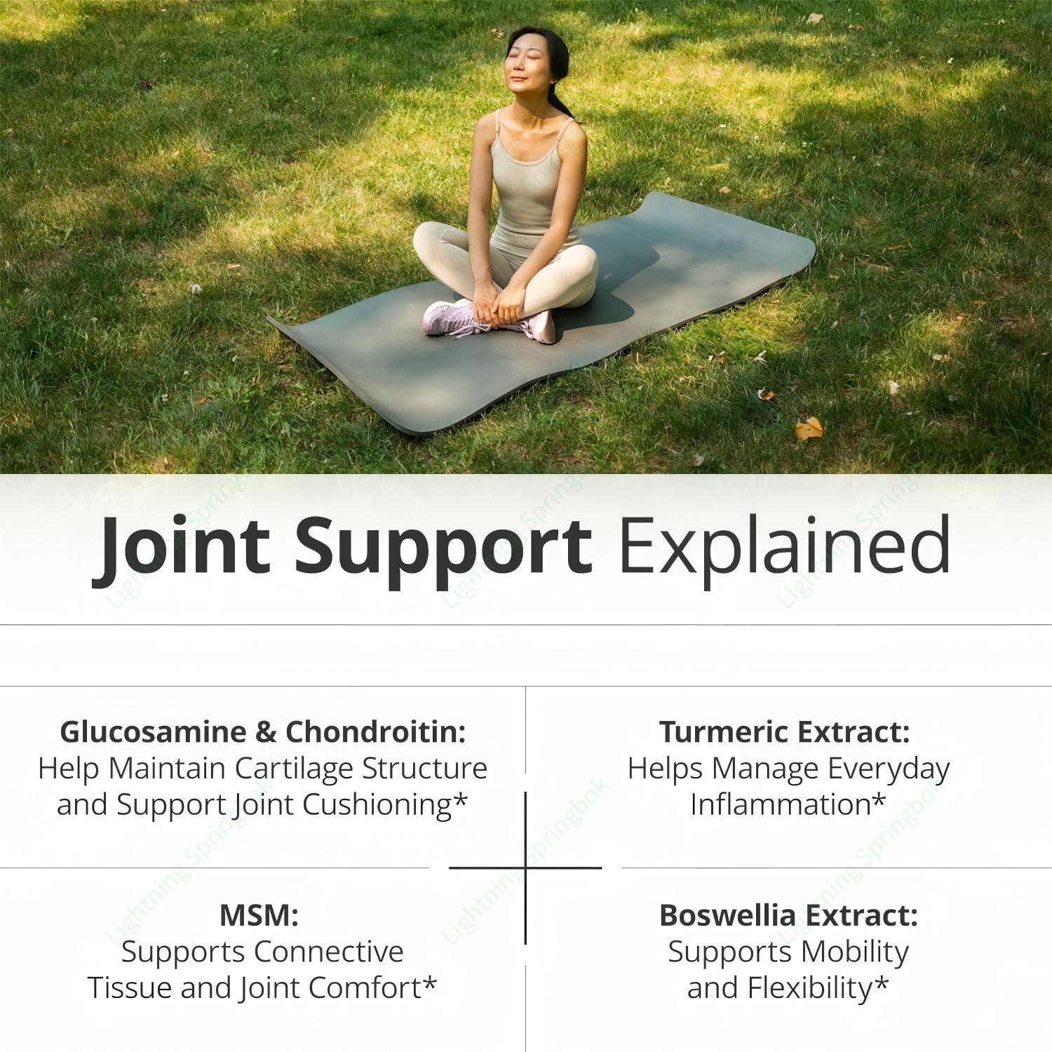 Glucosamine Chondroitin MSM Turmeric Joint Capsules 90 Pcs – 8-in-1 Formula 1500mg | Knee Elbow Bone Health | Shellfish Free Non-GMO cGMP
