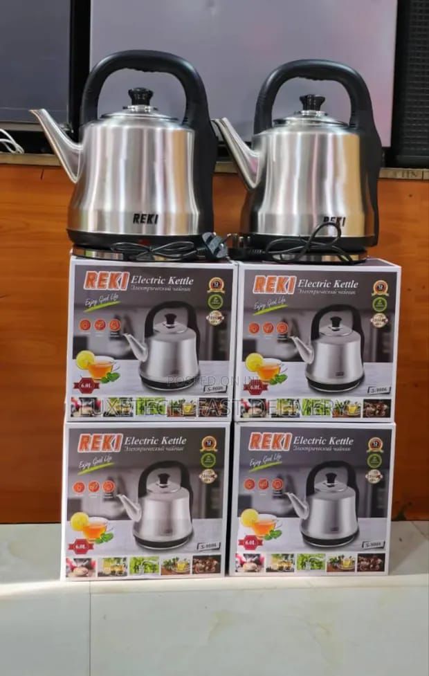 Reki 6L Electric Kettle – Large Capacity Stainless Steel Water Boiler with Auto Shut-Off, Fast Heating, Boil Dry Protection, Detachable Cord, Heavy Duty Kettle for Home, Office & Catering Use