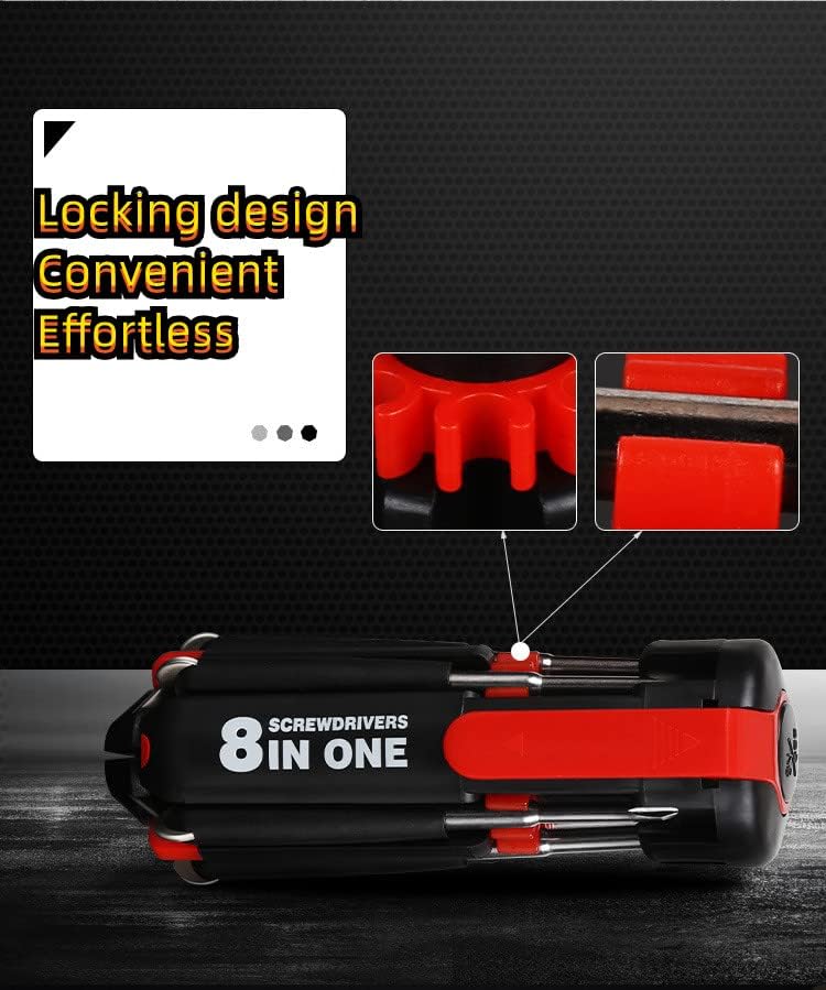 8 in 1 Screwdriver with Worklight and Flashlight, Multifunctional Screw Driver for Home Kitchen Car, Portable General Professional Set with 3 AAA Batteries