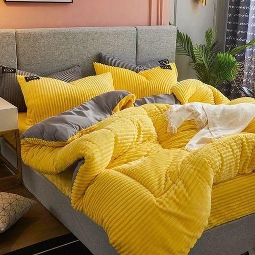 TC Quality 6*7 Yellow Velvet Duvet Blanket Set