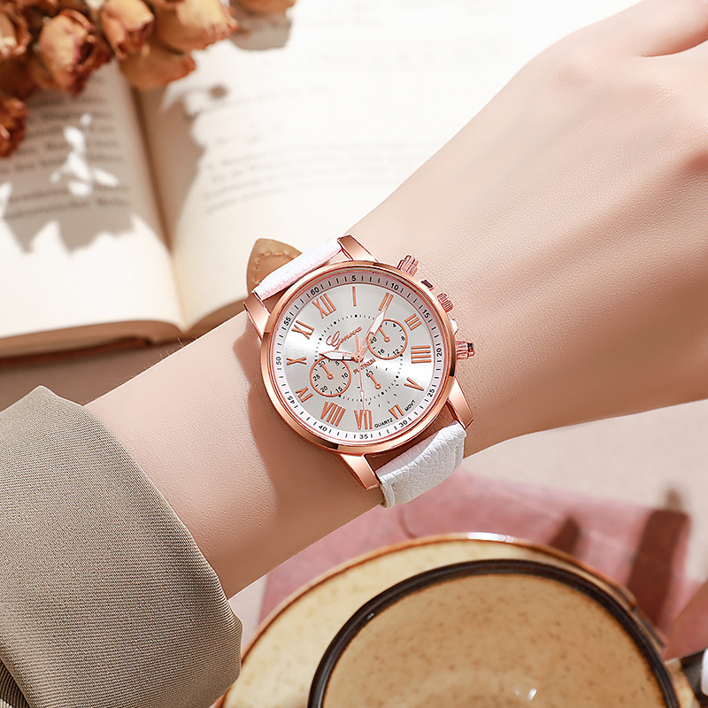 6 In 1 Women's Watch Jewelry Stylish And Casual Quartz Watch Paired With Exquisite Jewelry (Including 5 Bracelets iIn Different Styles)—Set For Daily Party Birthday Gift