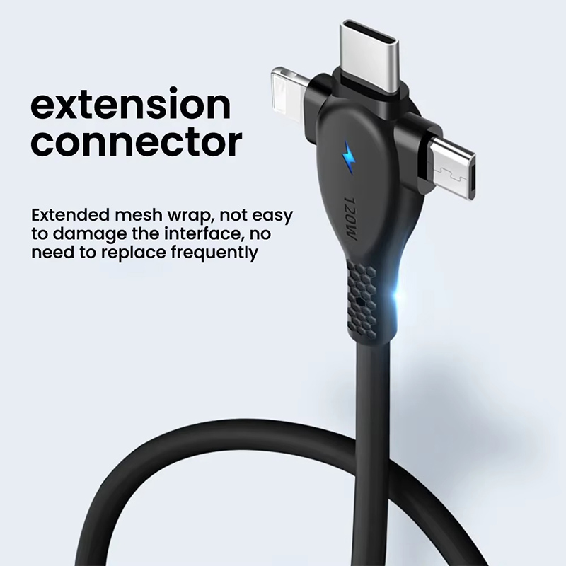 120W 3 in 1 Fast Charging Cable 2 in 1 USB Type C Cable Data Fast Charger Cable for iPhone Huawei Xiaomi Samsung