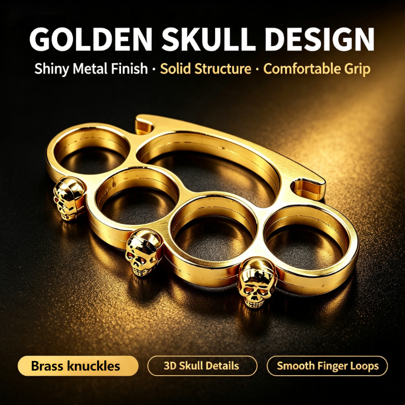 Skull Finger Buckle Fist Buckle Legal Defense Equipment Hand Protection Boxing Gloves Outdoor Window Breaking Tool Handy For Self Defence Metallic And Toughf knuckles Self-defense knuckle Duster