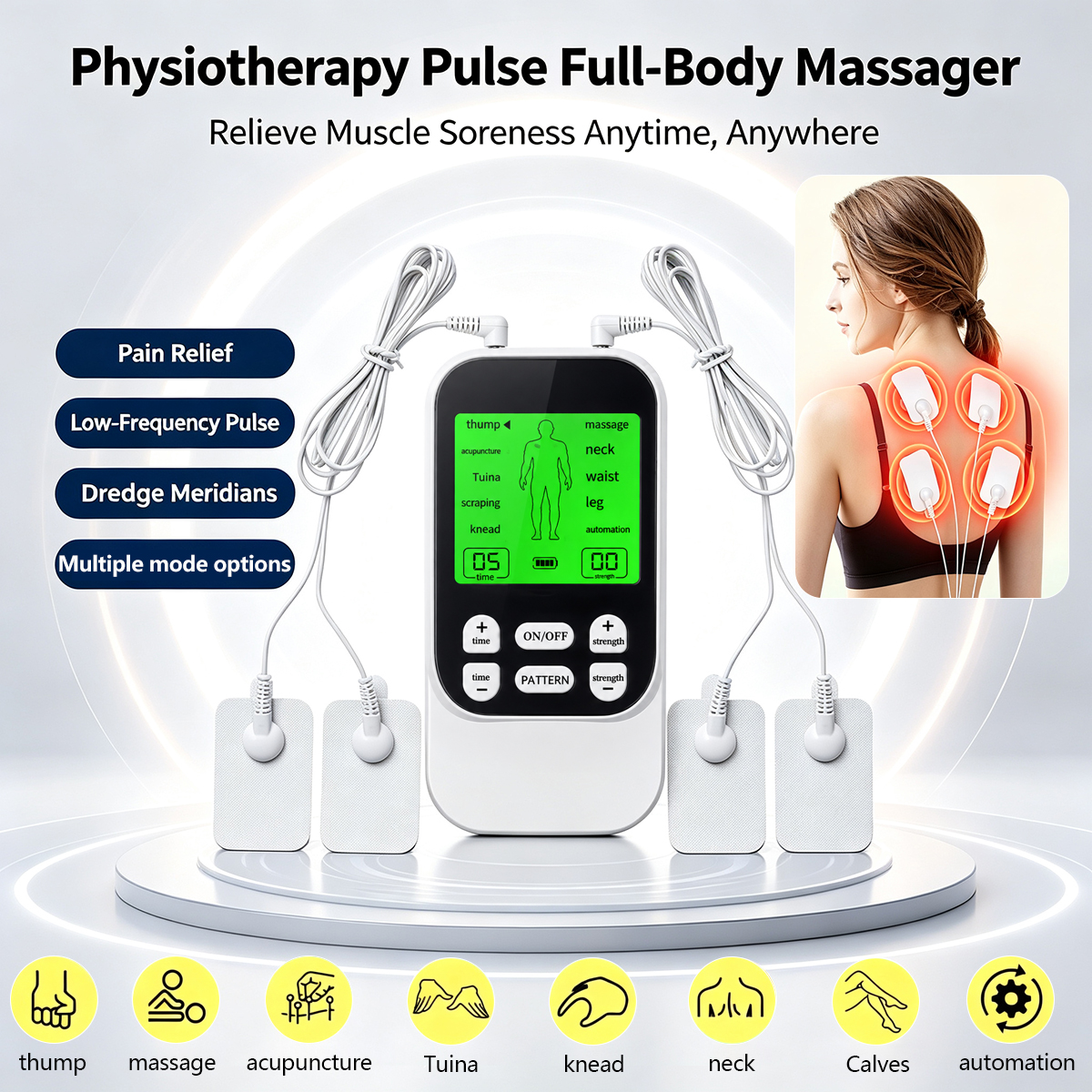 Electric Relaxation Muscle Stimulator 10 Mode Human Body EMS Pulse Neck Back Waist Leg Arm Physiotherapy Massager  for Back Neck Pain Relief Massage Tools