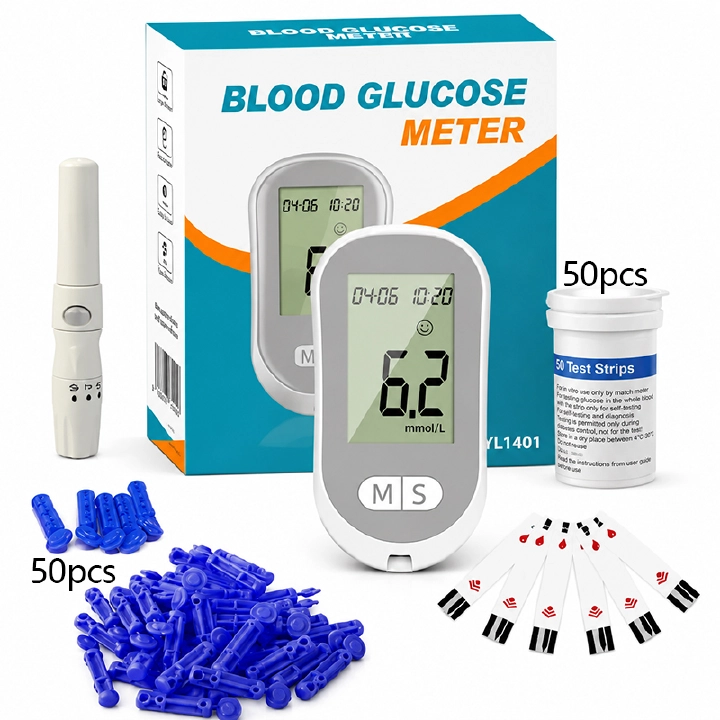 Smart Blood Glucose Meter Accurate Blood Glucose Meter Diabetes Home Blood Glucose Test Kit Blood Glucose Tester with Blood Glucose Meter + 50 Test Strips + 50 Needles + Blood Collection Pen