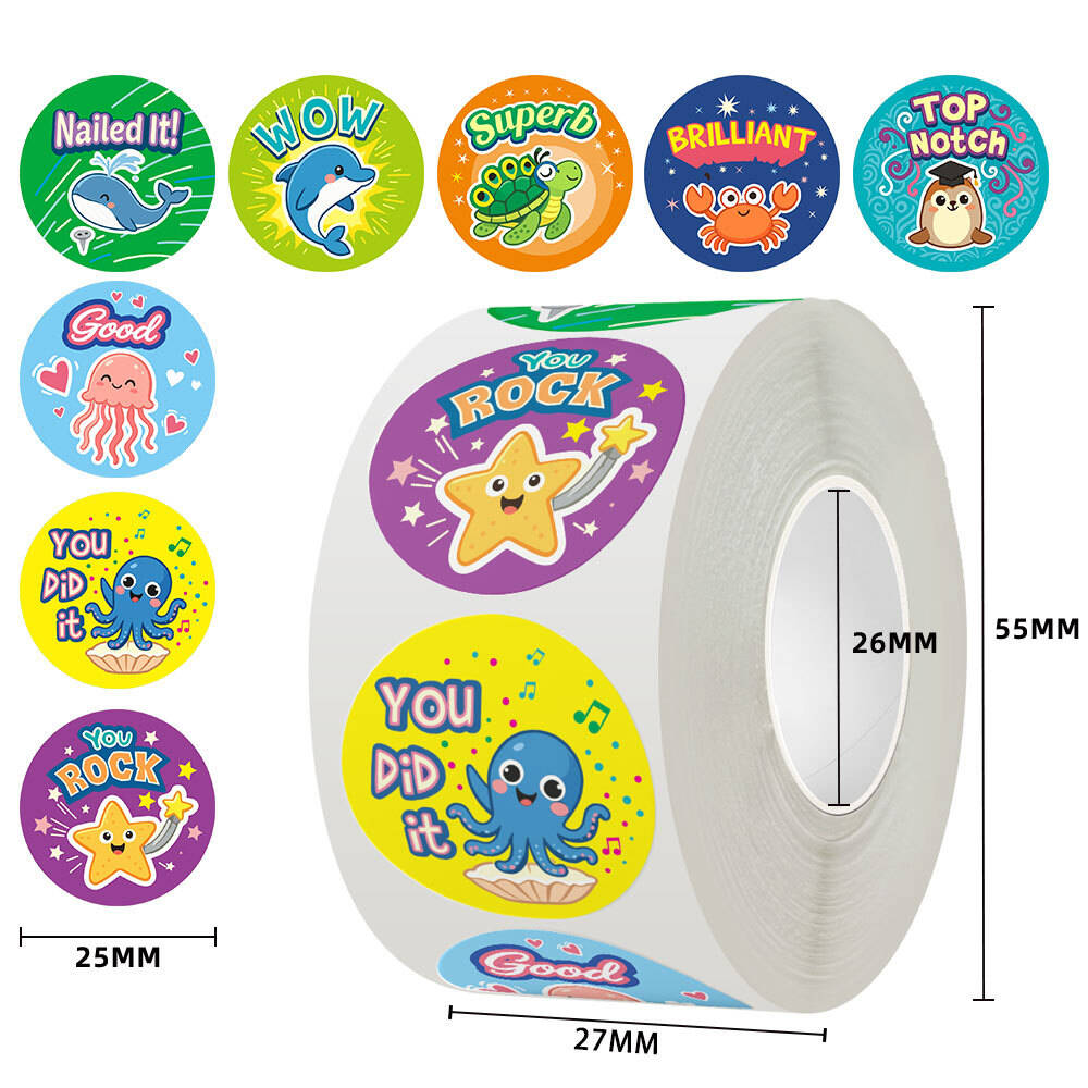 1000 PCS Cute  Animal Encouragement Stickers Children Reward Stickers DIY Decorative Paintings Cartoon Birthday Blessing Stickers Handmade Decoration Sealing Stickers Teacher Reward Holiday Decoratio